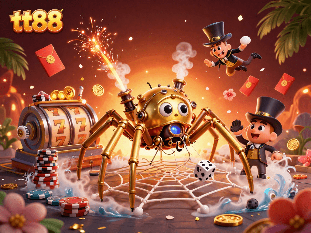 Engage with the thrilling tt88 casino experience illustrated in a vibrant 3D scene featuring dynamic game elements.