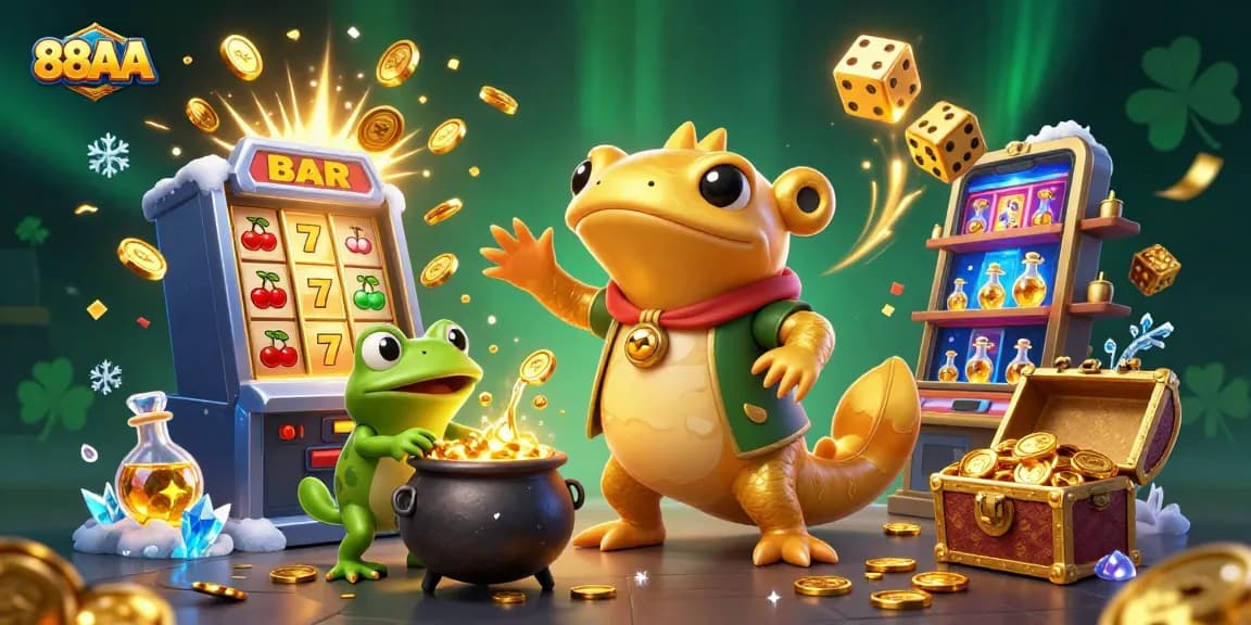 Experience exhilarating gameplay at 88AA, featuring a magical alchemy scene with gold coins and big winnings.