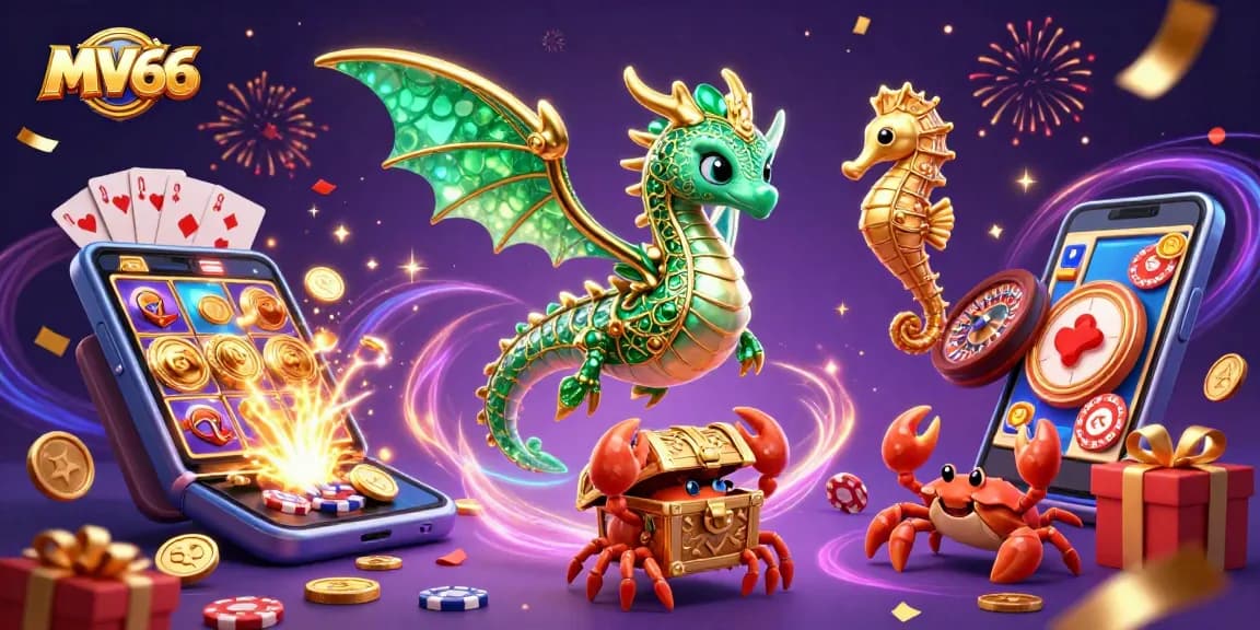 Experience thrilling gaming at MV66 with captivating dragons and casino elements.