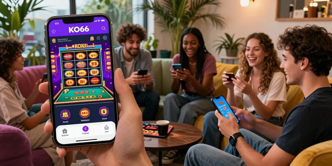 Engaged users enjoying the KO66 app in a vibrant gaming environment.