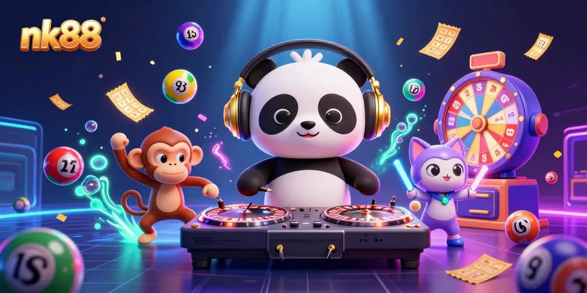 Engage with exciting games at nk88 featuring a DJ panda, dancing monkey, and rave kitten!