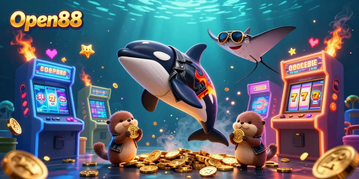 Experience the thrill of Open88 with dynamic gaming elements and colorful characters in an engaging underwater scene.