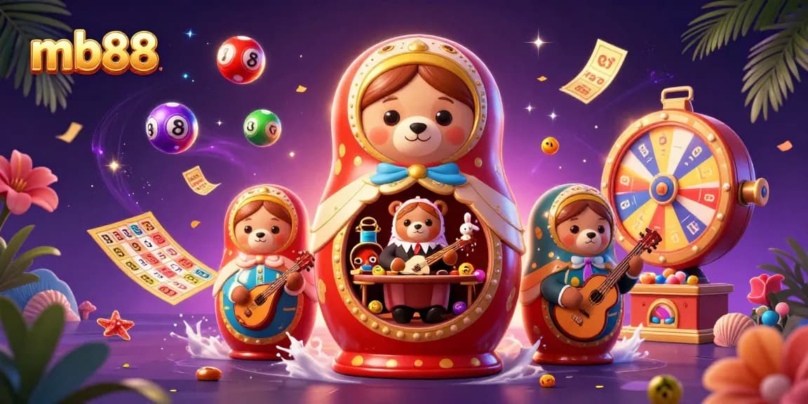 Chơi trò chơi tại mb88 với các bé gấu sô cô la và dealer trong bối cảnh casino đầy màu sắc.