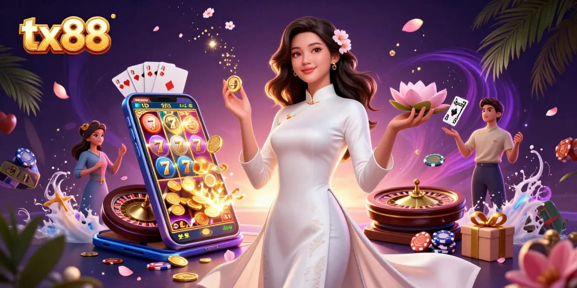 Engage with tx 88 as elegantly themed slot reels spin with golden coins cascading from the screen.