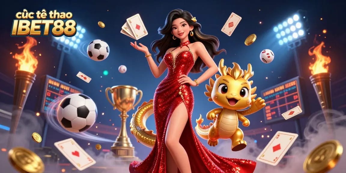 Experience cược thể thao IBET88 with a stunning 3D illustration featuring dynamic sports elements.