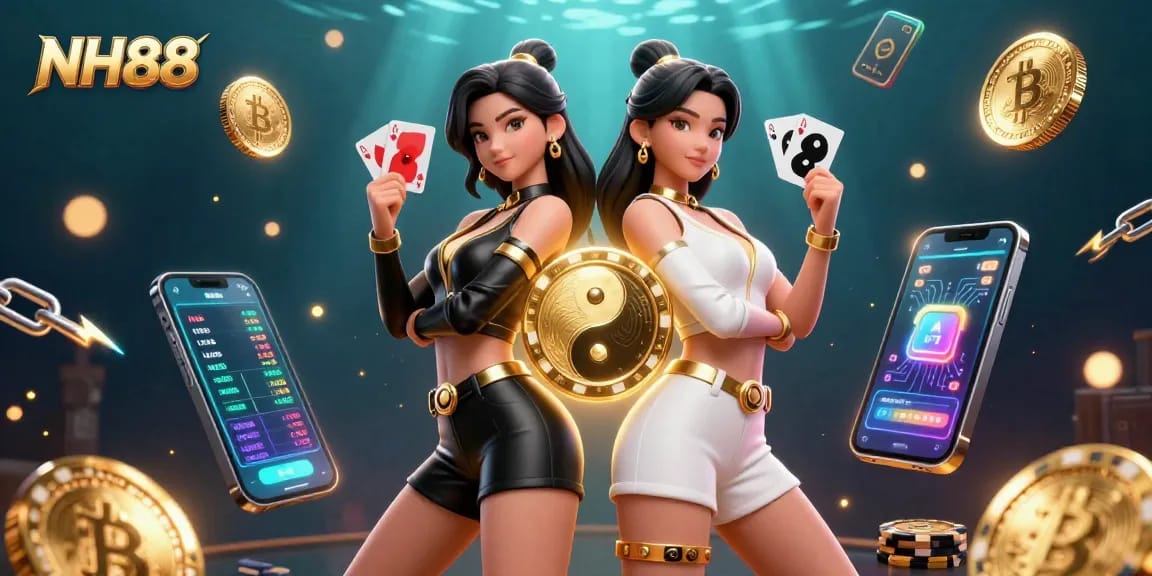 Experience casino excitement with NH88's stunning 3D illustration showcasing vibrant game elements.