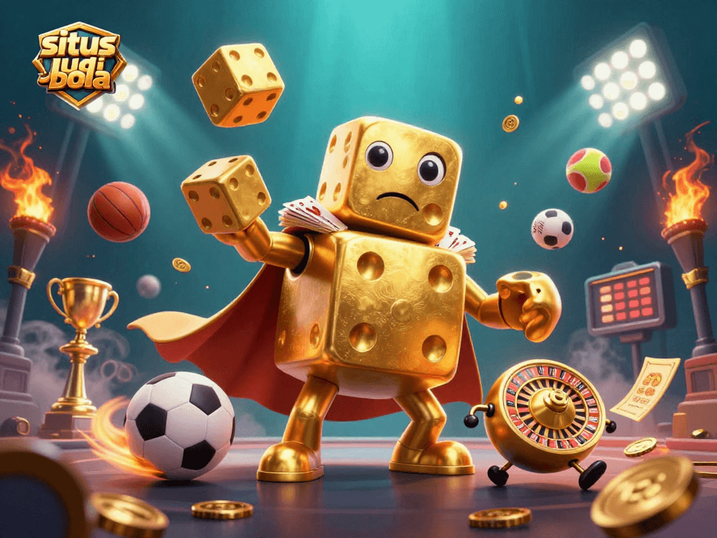 Engage with situs judi bola through a dynamic illustration showcasing vibrant casino elements.