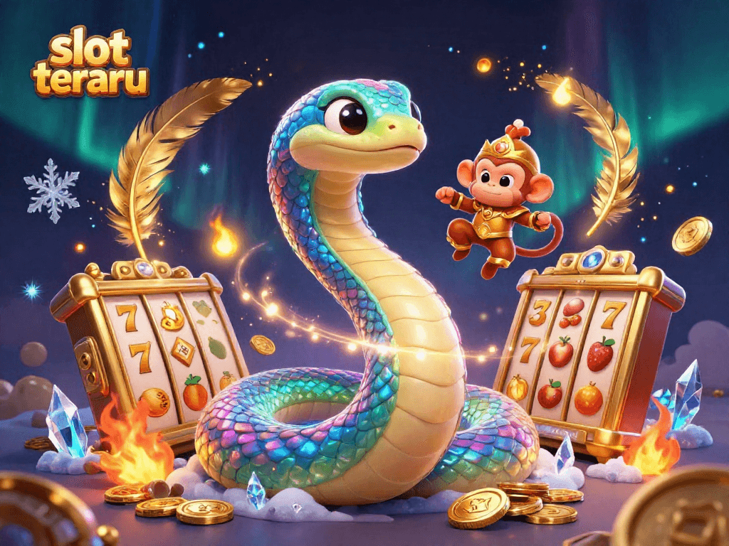 Play exciting slot terbaru games with thrilling jackpots and colorful characters in this dynamic casino scene.