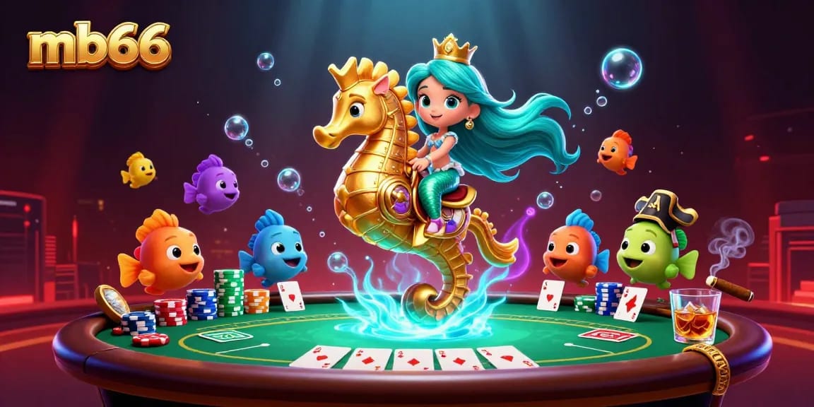 Experience thrilling poker action with mb66 in a vibrant underwater casino adventure.
