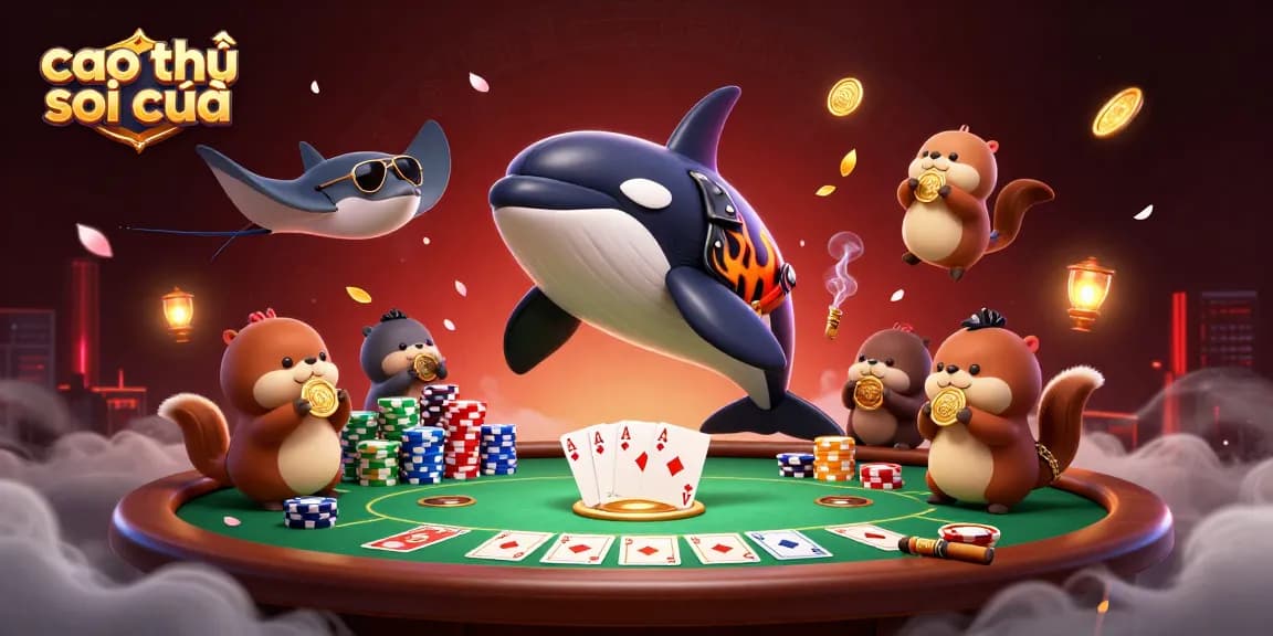 Experience high-stakes excitement with cao thủ soi cầu in a dynamic casino scene featuring vibrant characters and classic gaming elements.