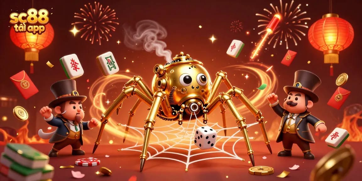 Experience sc88 tải app in a vibrant casino-themed 3D illustration, featuring steampunk characters and dynamic game elements.