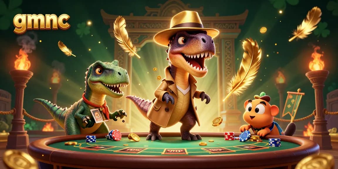 Experience the thrilling excitement of gmnc with an inconspicuous velociraptor card counter and a pit boss at a dynamic blackjack table.