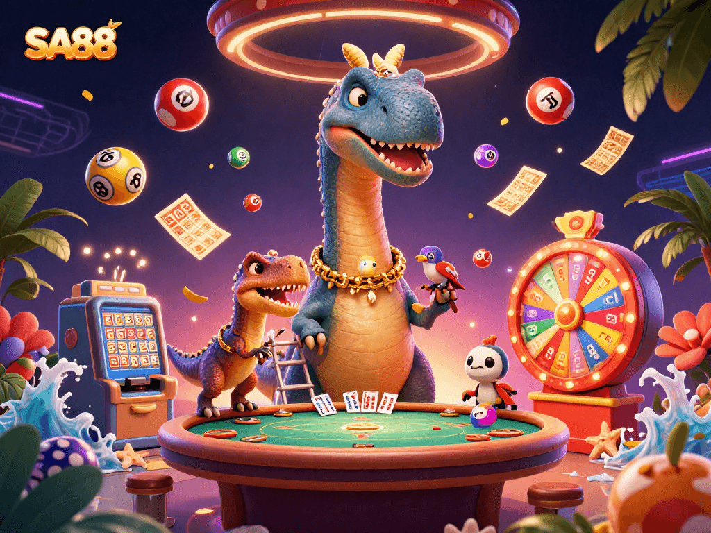 SA88 offers thrilling gambling experiences with animated casino scenes featuring exciting prizes and rich visuals.