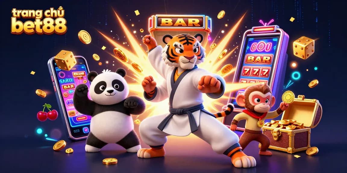 Spin the reels for big wins at trang chủ bet88 with a vibrant casino scene featuring animated characters.