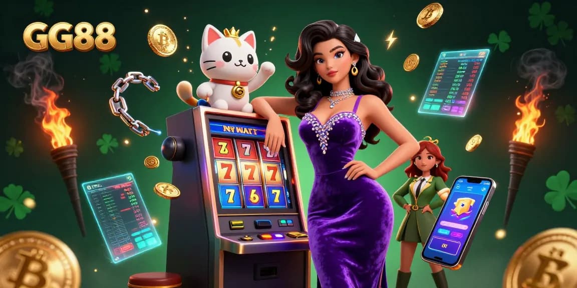 Experience winning with GG88 at the jackpot slot machine in this vibrant 3D casino illustration.