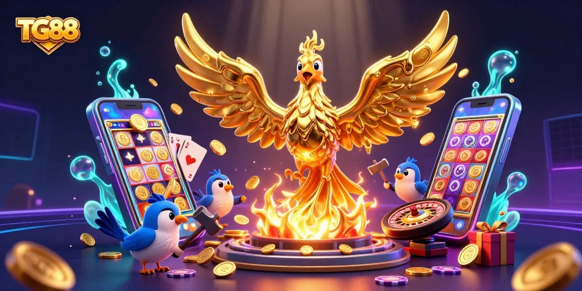 Experience thrilling winnings with TG88's immersive 3D casino illustration featuring golden gameplay elements.