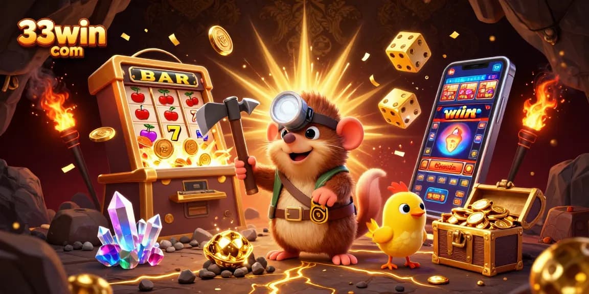 Experience thrilling wins with 33win com in a vibrant casino scene featuring dynamic gaming elements.