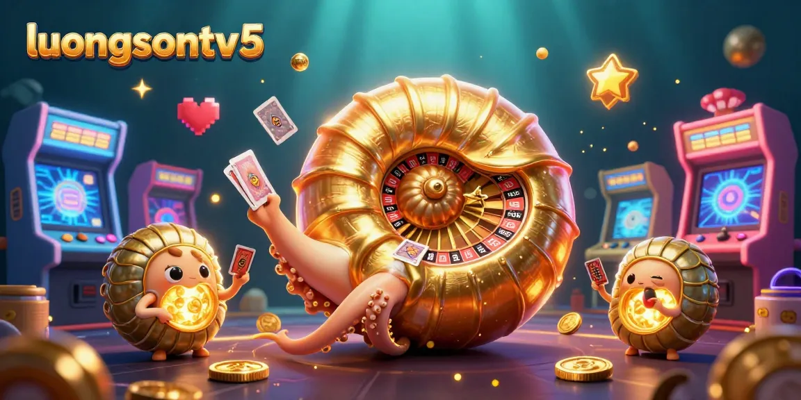 Experience gambling thrills with luongsontv5 in this vibrant 3D scene showcasing casino elements.