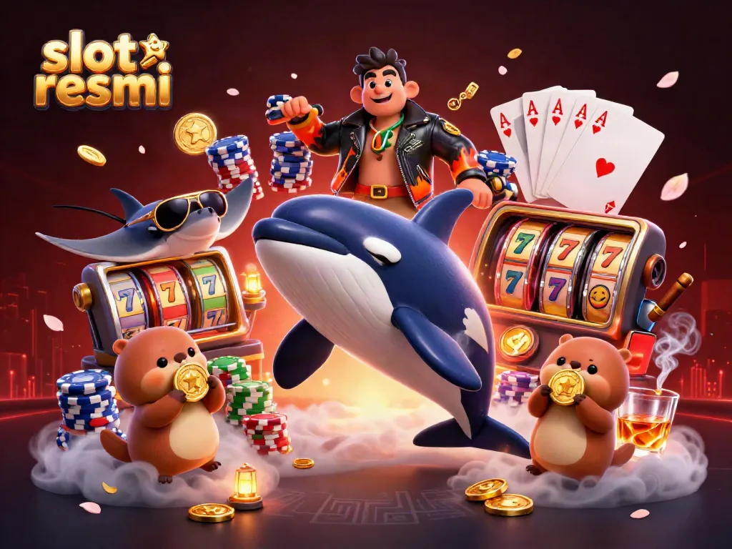 Experience the thrill of slot resmi with a vibrant 3D casino scene featuring sea creatures and gaming elements.