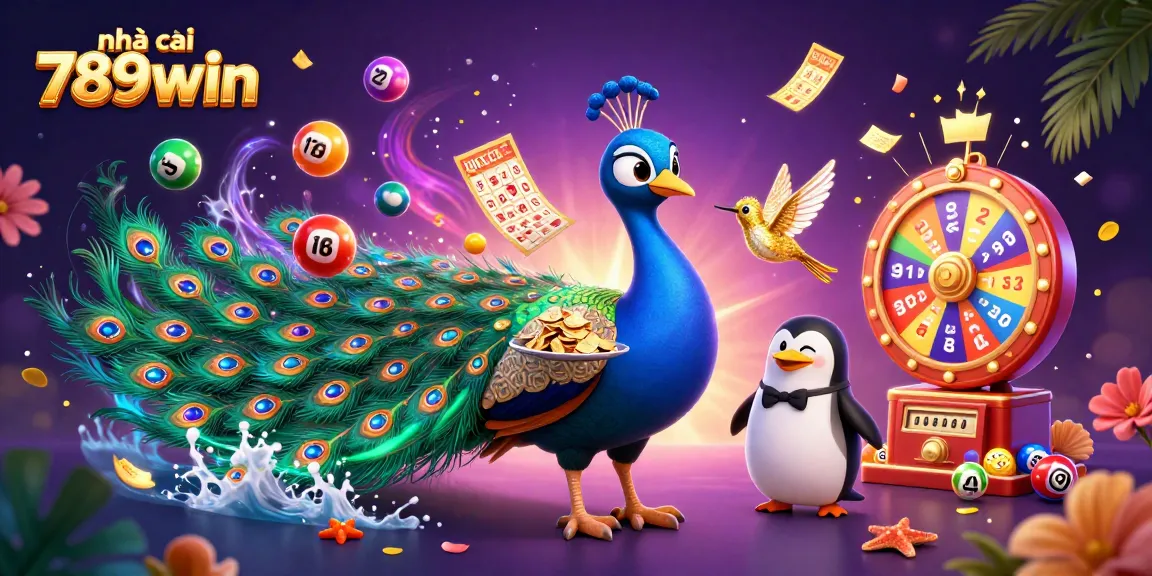 Experience the excitement of nhà cái 789win with vibrant games and lottery elements in a colorful illustration.