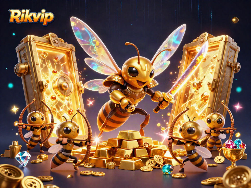 Experience thrilling gameplay at Rikvip with golden treasures and captivating characters in an immersive casino scene.