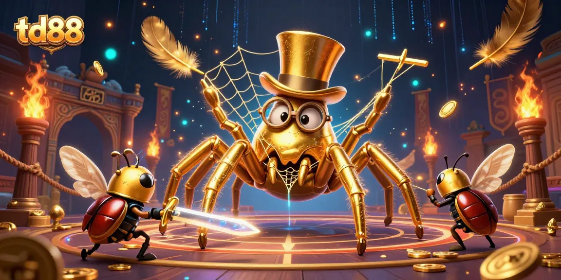 Engage with the td88 casino world as the brave beetle knight faces challenges under the watchful eyes of a golden tarantula.