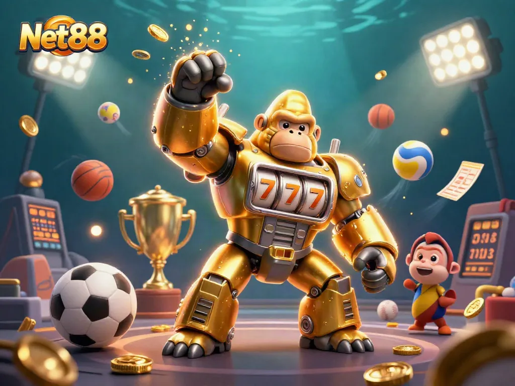 Master winning betting strategies with Net 88, featuring dynamic sports elements and exciting gambling visuals.