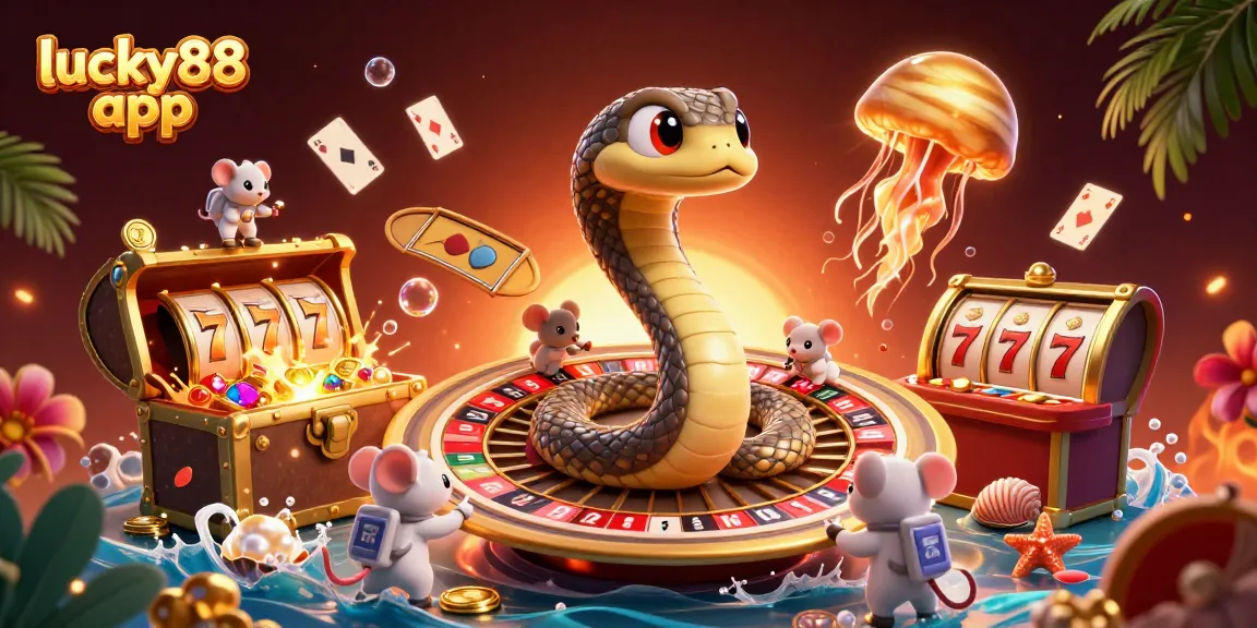 Engage with the lucky88 app to spin and win in this dynamic cosmic casino scene.