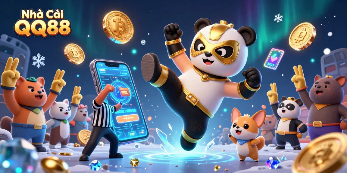 Bet confidently with Nhà Cái QQ88 in this immersive 3D illustration showcasing a dynamic wrestling scene.