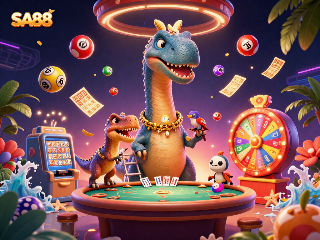 SA88 offers thrilling gambling experiences with animated casino scenes featuring exciting prizes and rich visuals.