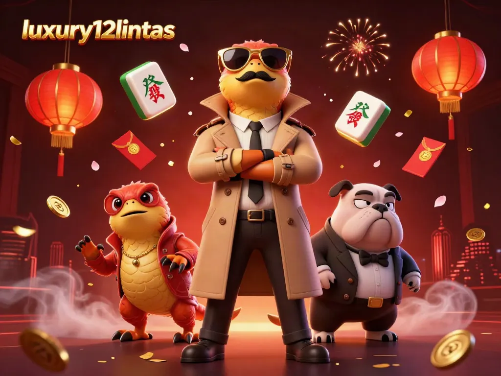 Rasakan sensasi bermain di luxury12lintas dengan ilustrasi kasino yang penuh warna dan karakter unik.