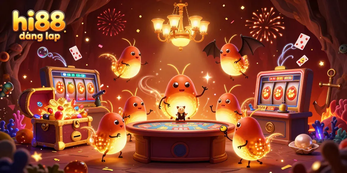 Experience hi88 đăng nhập at a vibrant casino scene with animated glowworms and captivating game elements.