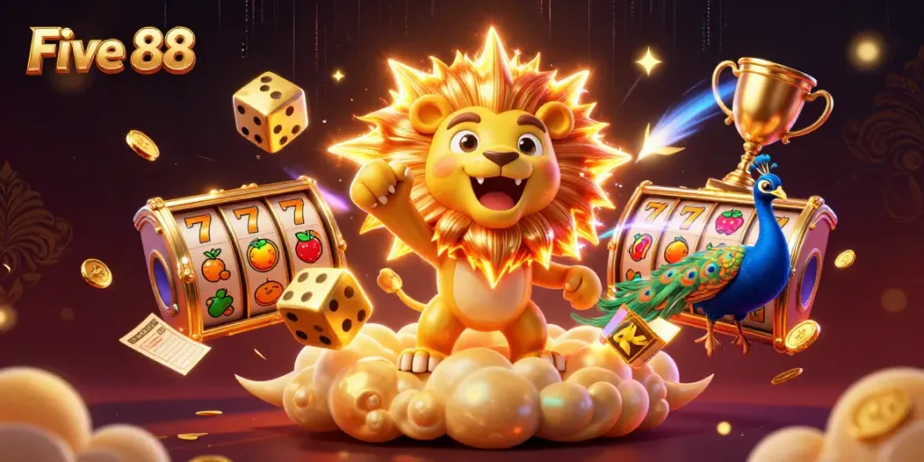 Five 88 showcases thrilling slot action with vibrant game elements and a dazzling casino atmosphere.