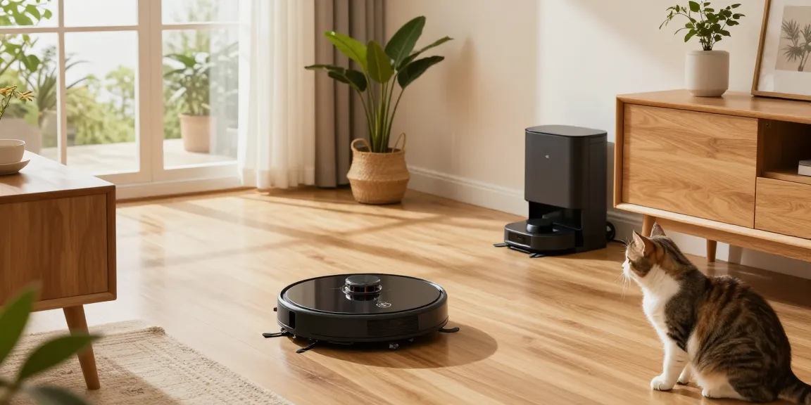 Robot vacuum 2026 efficiently cleaning hardwood floors in a modern home environment.