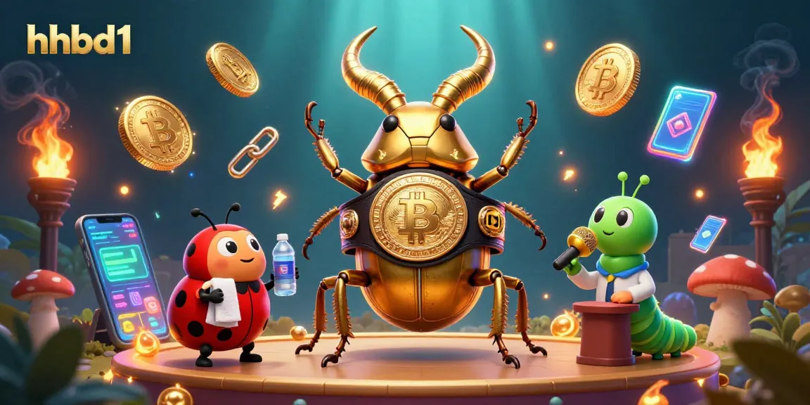 Engage with hhbd1 as a giant stag beetle showcases crypto-themed action in stunning detail.
