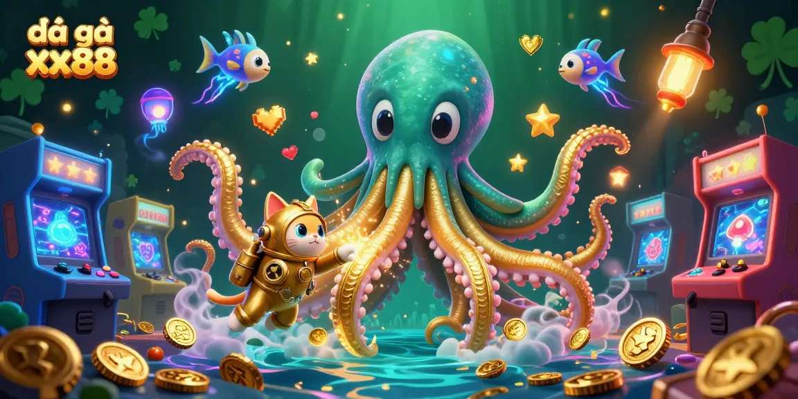 Engage with the energetic world of đá gà xx88 as a colossal kraken and a diving cat explore a treasure-filled ocean.