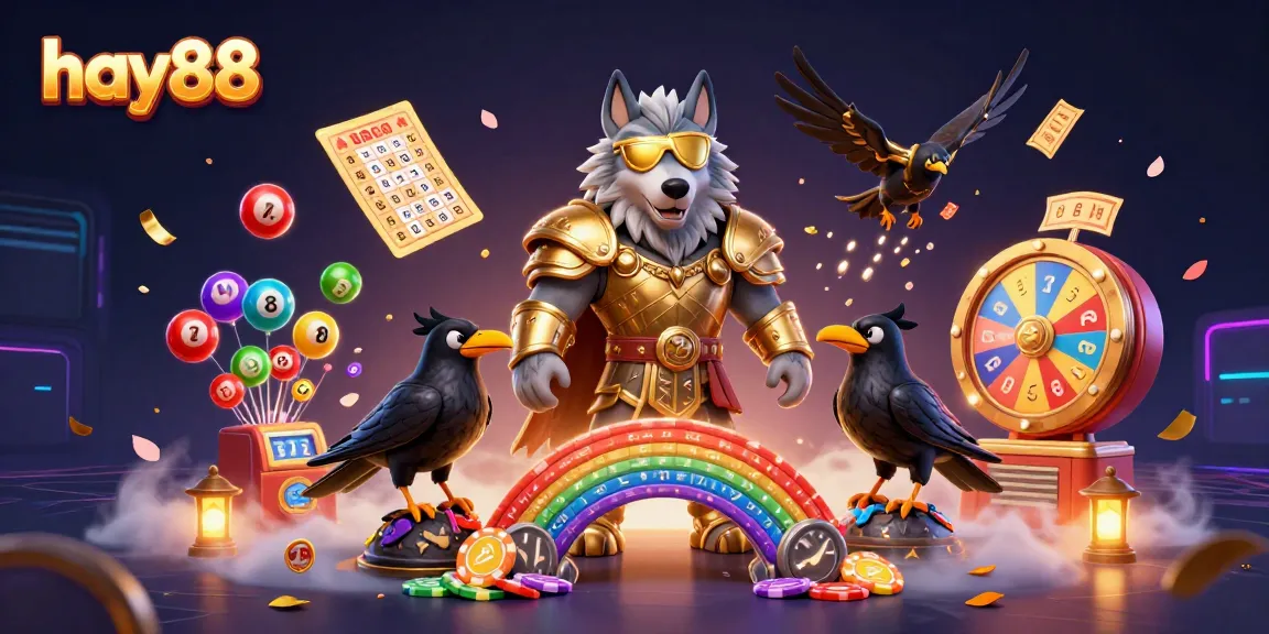 Experience exciting gaming with hay88 as Odin and two ravens navigate a vibrant casino world.