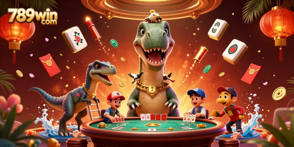 Experience excitement at 789win com with a vibrant casino scene featuring games, characters, and festive elements.