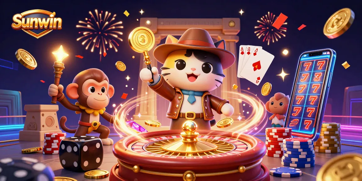 Experience the thrilling world of Sunwin with an adventurous cat archaeologist uncovering casino treasures.