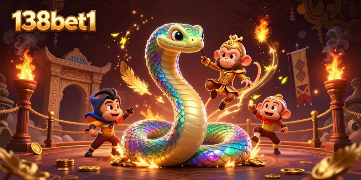 Experience thrilling action at 138bet1, where playful characters and golden elements create a vibrant casino atmosphere.