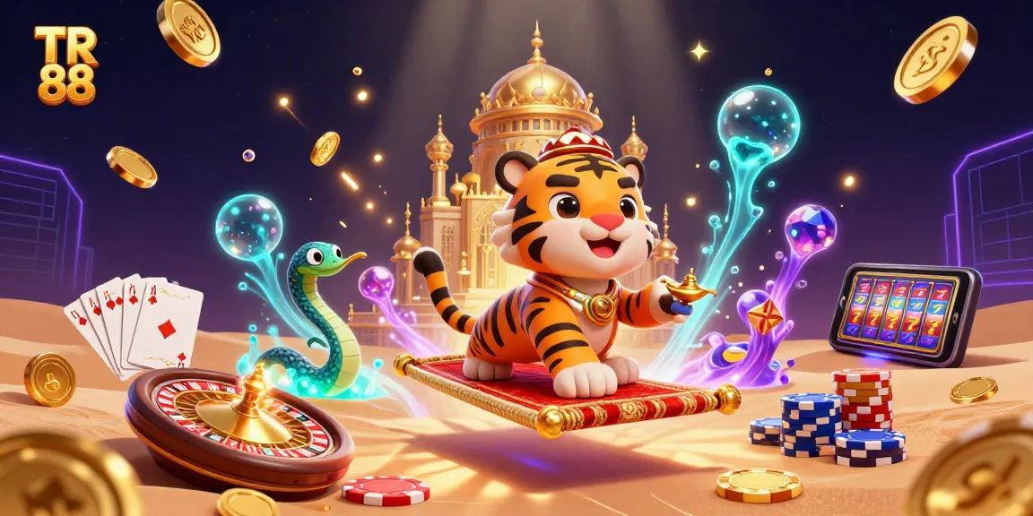 Experience the excitement of TR 88 with a vibrant 3D illustration of a magical casino adventure.