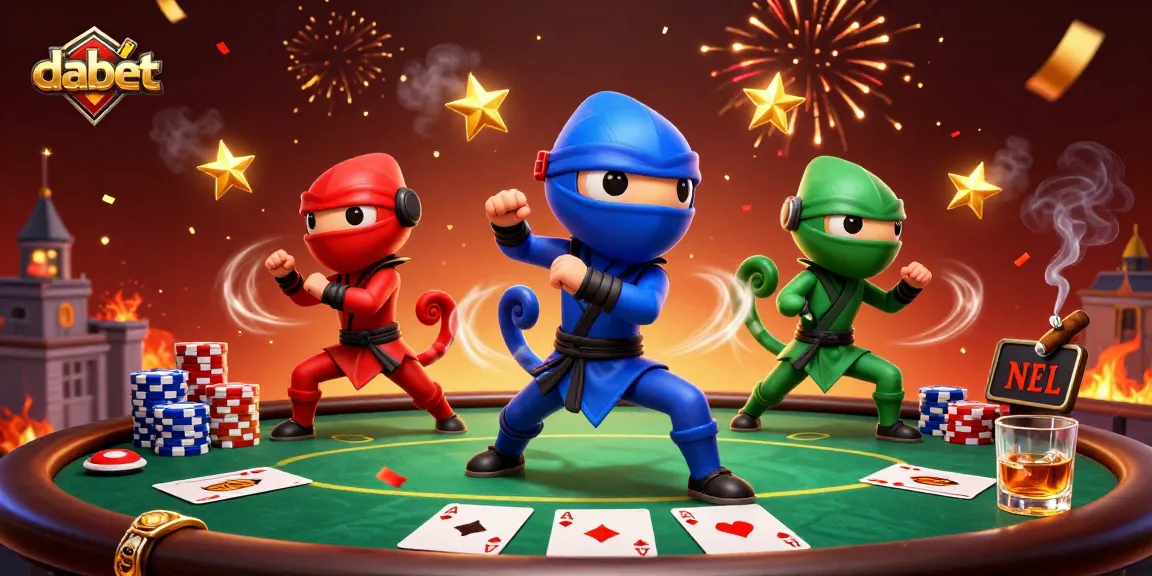 dabet highlights competitive poker action with ninja chameleons and vibrant casino elements.
