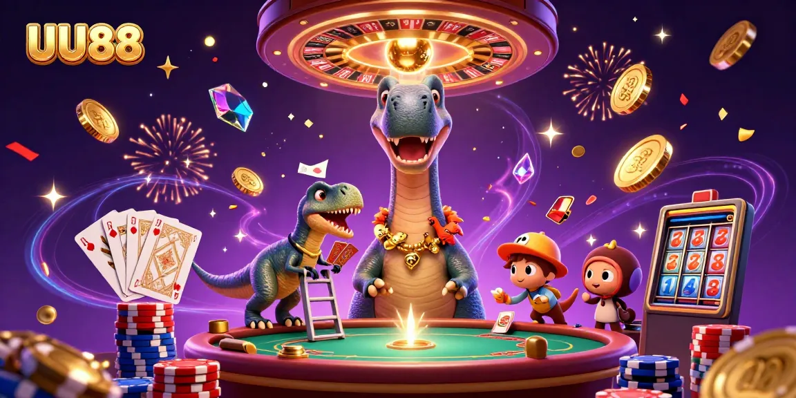 UU88 engages players with vibrant casino elements in an ultra-detailed 3D scene featuring exciting characters.