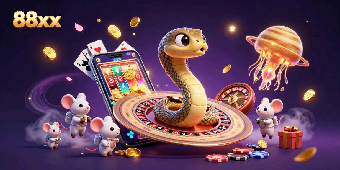 Engage with 88xx casino games as Astronaut mice spin roulette and place bets in cosmic adventure