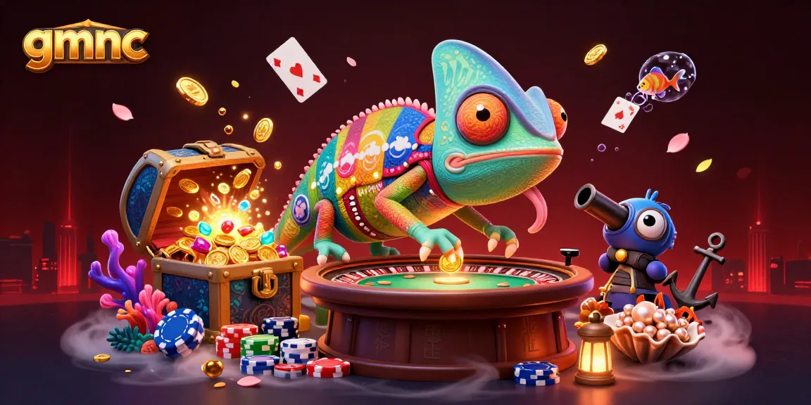 Engage with the vibrant gmnc casino scene featuring an enormous chameleon owner capturing golden coins.