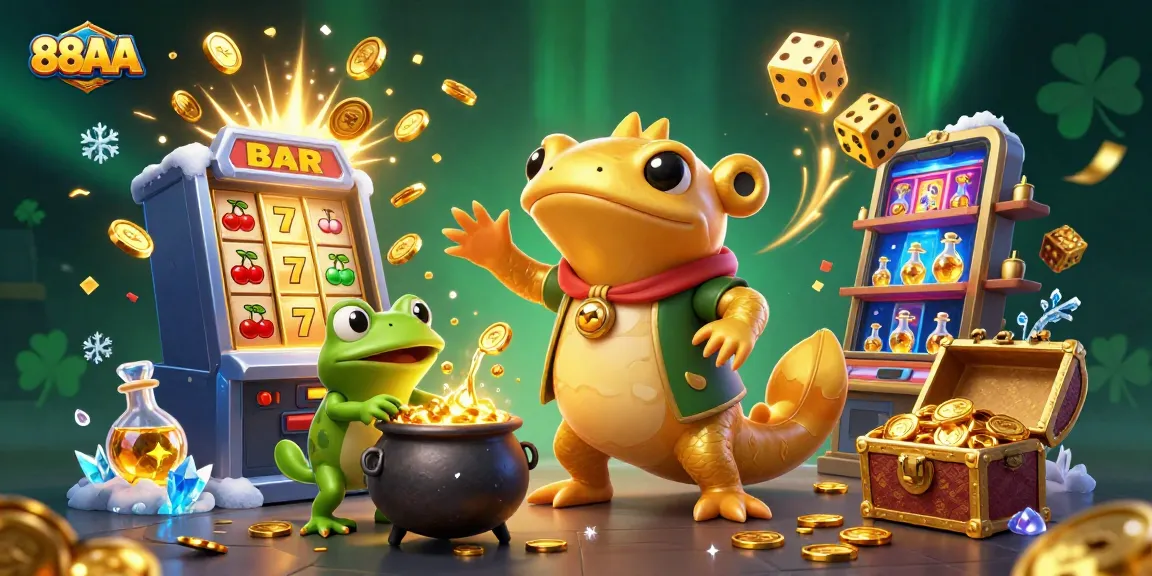 Experience exhilarating gameplay at 88AA, featuring a magical alchemy scene with gold coins and big winnings.