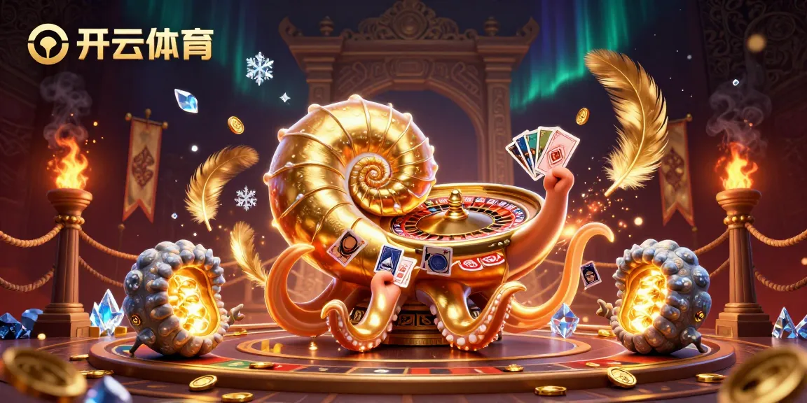 Experience excitement at 开云体育 with a vibrant 3D casino illustration featuring an ancient nautilus roulette.